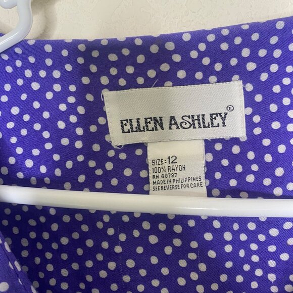 Vintage Ellen Ashley Midi Dress Womens Size 12 Purple Button Front Sailer Collar - Picture 2 of 11